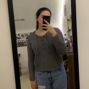 Gray Criss Cross Sweater